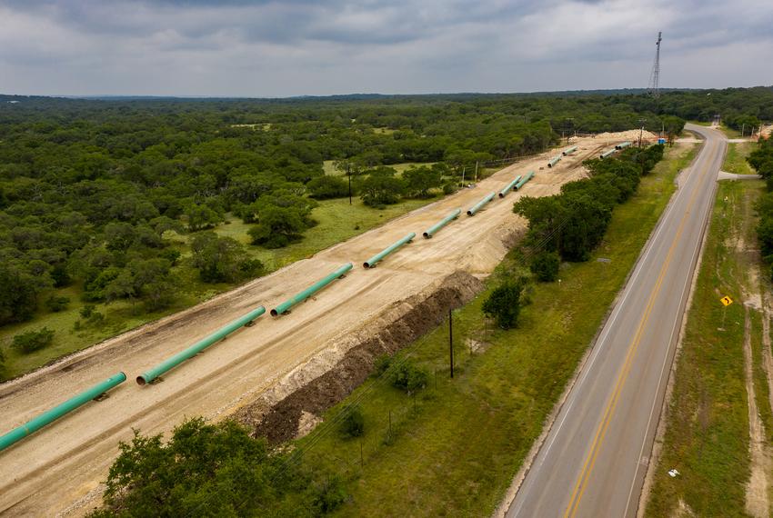 Construction on the Permian Highway Pipeline Through Central Texas in Hays County on June 29, 2020.