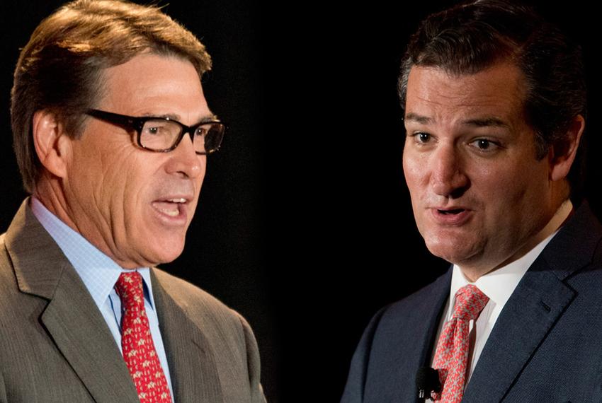 Rick Perry and U.S. Senator Ted Cruz and 2014 RedState Gathering at the Worthington Renaissance Hotel in Fort Worth, Texas on August 8, 2014.