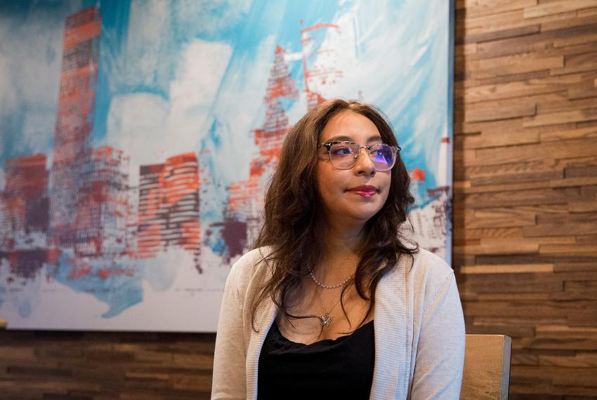 Katia Escobar in her student residence home near the University of Houston on Aug. 31, 2022. Escobar, a sophomore student, has lived as an undocumented immigrant in California and Texas since she was a child and missed out on DACA because of the Texas ruling.