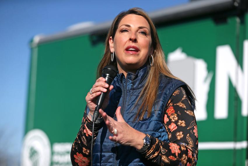 RNC Chairwoman Ronna McDaniel speaks at an event for U.S. Senator Ron Johnson in Franklin, Wisconsin on Friday, Oct. 28, 2022.