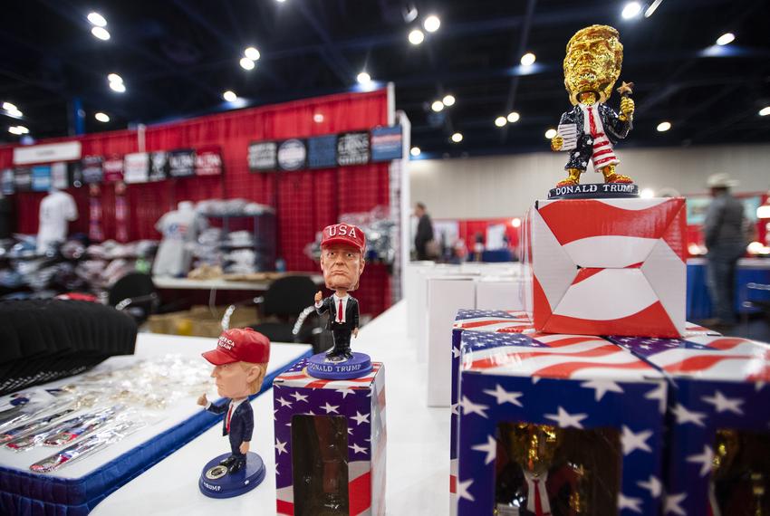 Donald Trump bobble heads for sale at the 365 Campaign booth during the Republican Party of Texas 2022 Convention in George R. Brown Convention Center Friday, June 17, 2022, in Houston.