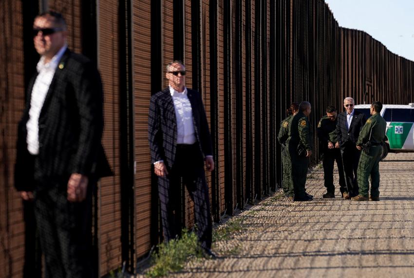 President Joe Biden speaks with Border Patrol agents in El Paso on Jan. 8, 2023. The visit followed an announcement by the administration to expand the use of Title 42 to include Cubans, Nicaraguans and Haitians.