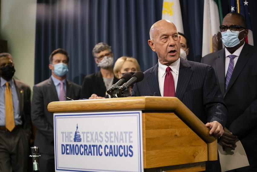 State Sen. John Whitmire, D-Houston, speaks at a press conference held by members of the Senate Democratic Caucus regarding Democrats breaking quorum and voting legislature at the Texas Capitol on July 21, 2021.