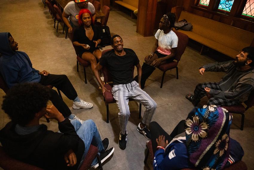 Williams plays a group game during a Youth Voices Empowered gathering.