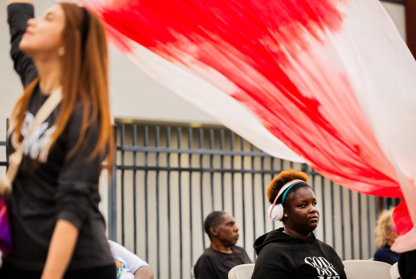 Danielle Stephen attends a Montrose Street Reach service, which she calls “street church.”