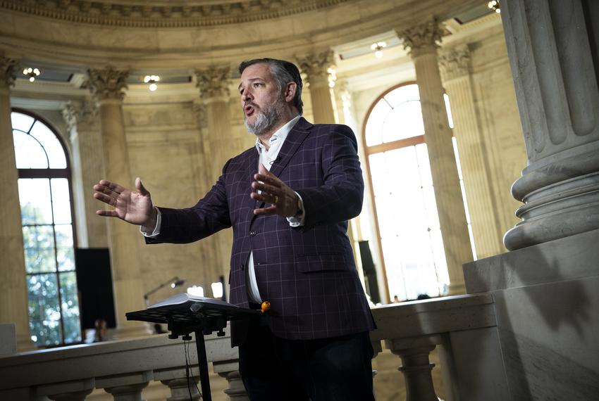 U.S. Sen. Ted Cruz speaks during a television interview at the U.S. Capitol, in Washington on Tuesday, Oct. 24, 2023.