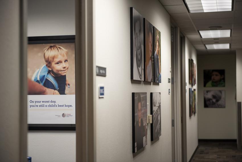 Heart Galleries, portraits of adoptable children, on display at the Child Protective Services office at the Texas Department of Family and Protective Services in Austin on Nov. 14, 2019.