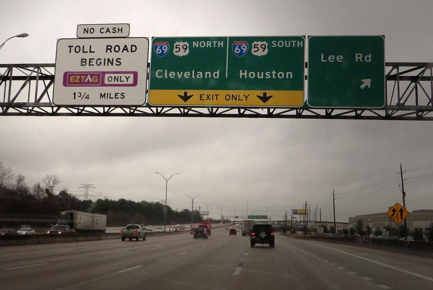 The Sam Houston Parkway, along with the Sam Houston Tollway, in Houston.