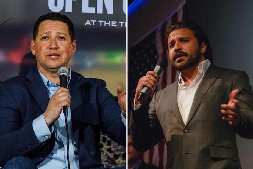 From left: U.S. Rep. Tony Gonzales, R-San Antonio, and his challenger in the GOP runoff, Brandon Herrera. Election Day is May 28.