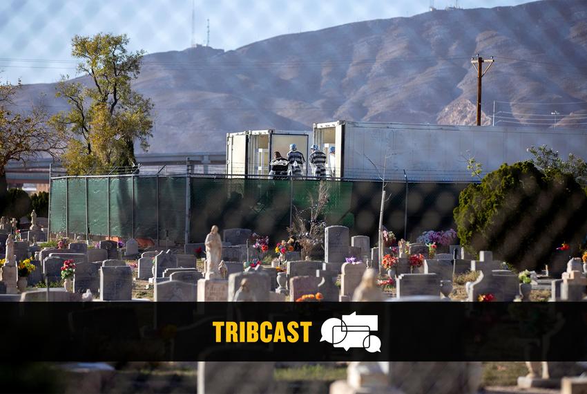 El Paso County inmates help move bodies to mobile morgue units outside the Medical Examiner's Office on Nov. 14, 2020.