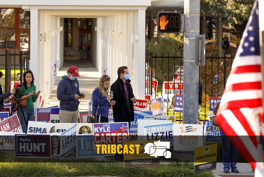 Voters wait to cast their ballots at the Metropolitan Multi-Service Center in Houston on Election Day. Nov. 3, 2020.