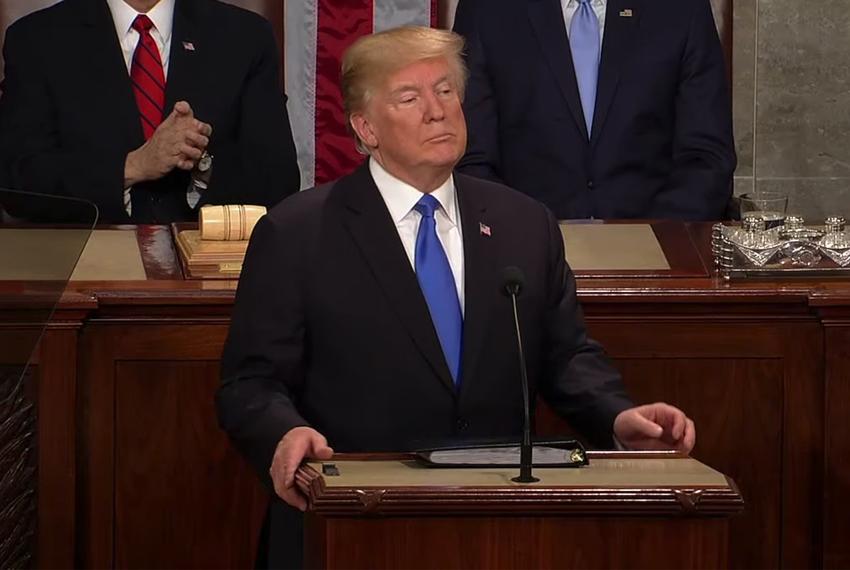 President Donald Trump delivers the State of the Union address on Jan. 30, 2018.