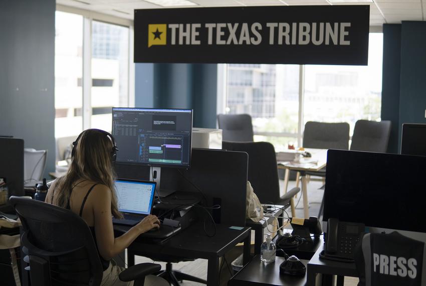 Multimedia fellow Lauren Santucci works in the office on July 29, 2021.