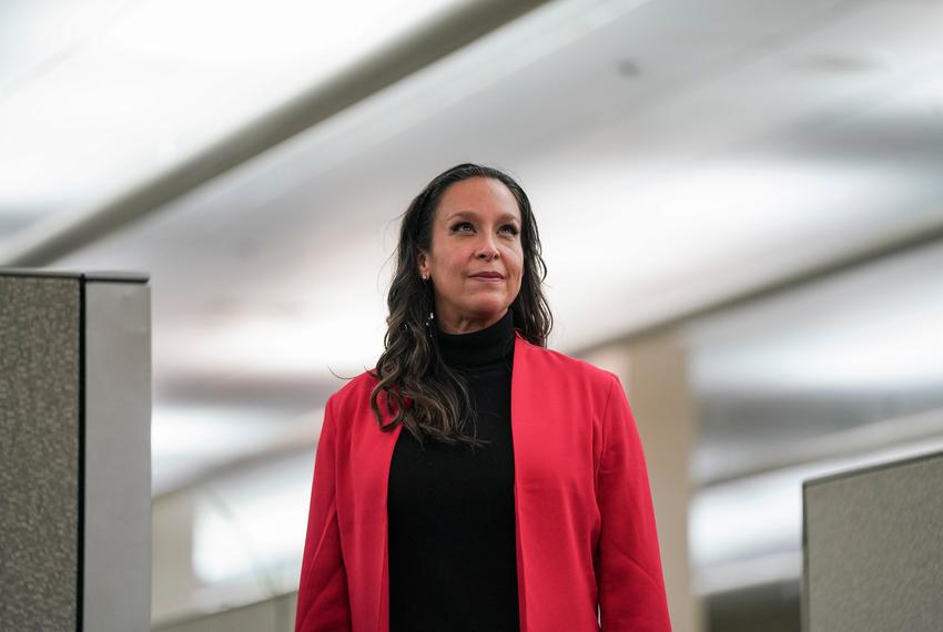 Monica De La Cruz, U.S. Representative District 15 Republican Candidate, poses for a photo after a Futuro RGV candidate forum in McAllen on Jan. 20, 2022.