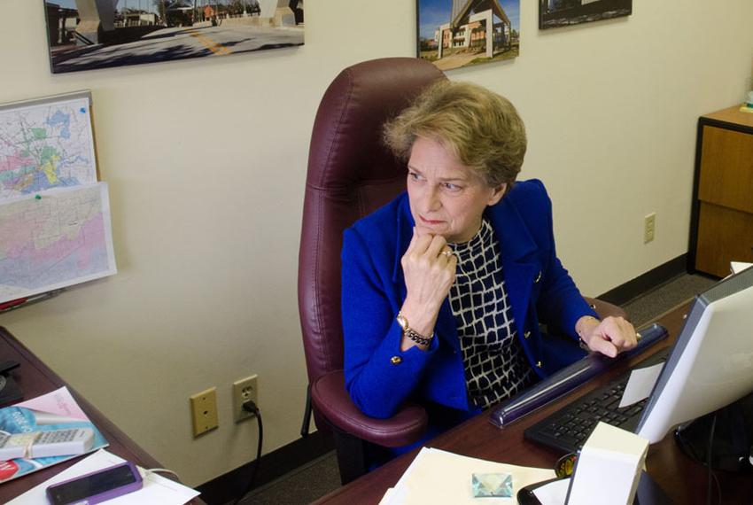 Former Texas state representative Ellen Cohen, photographed in her Houston campaign offices.