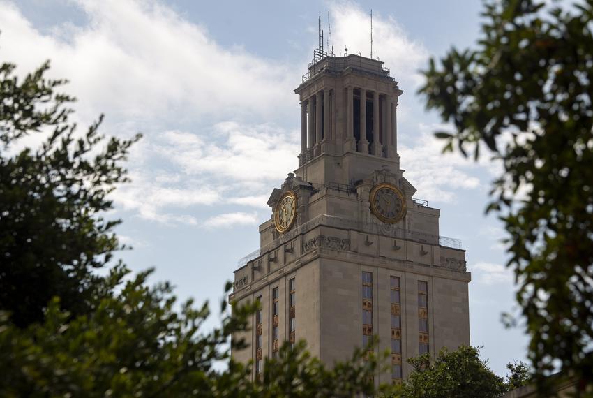 The University of Texas tower on July 16, 2020.