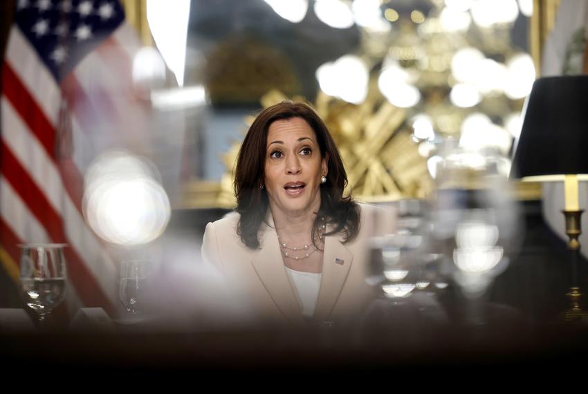 U.S. Vice President Kamala Harris at an event marking the anniversary of the Deferred Action for Childhood Arrivals (DACA) program at the Executive Office building in Washington, D.C.,  June 15, 2021.