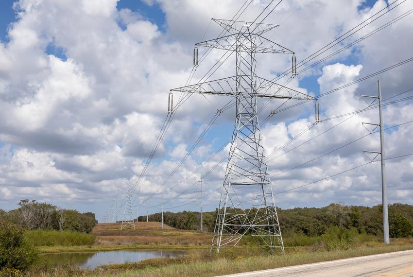 Power lines outside of Whinstone's Rockdale facility on Oct. 22, 2021.