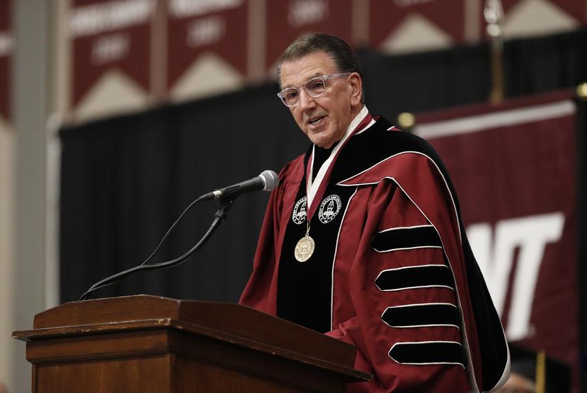 President Dr. Walter V. Wendler speaks to the graduates during the West Texas A&M University Commencement program Saturday, Dec. 9, 2023.