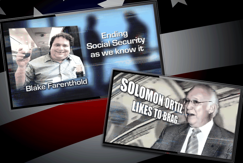 Screenshots of competing ads that ran in the 2010 congressional race between then-U.S. Rep. Solomon Ortiz and Republican challenger Blake Farenthold.